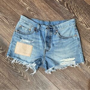 Levi's Blue Distressed Jean Shorts